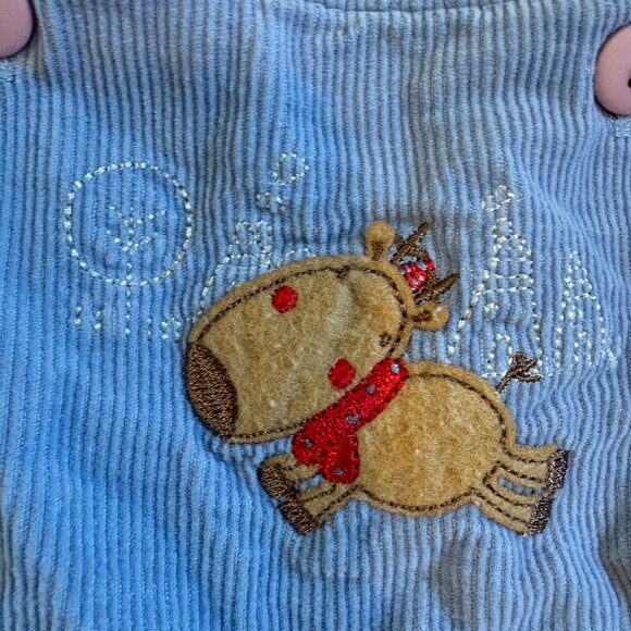 Vintage Baby Kids Corduroy Light Blue Overalls Christmas Infant - Picture 2 of 10